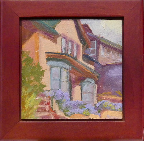 Mountainside Home with Lavendar 4x4 $130 at Hunter Wolff Gallery